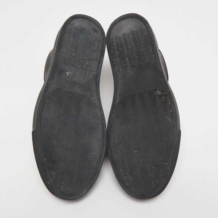 Pre Owned Philipp Plein Black Leather Skull Slip On Sneakers Size 41