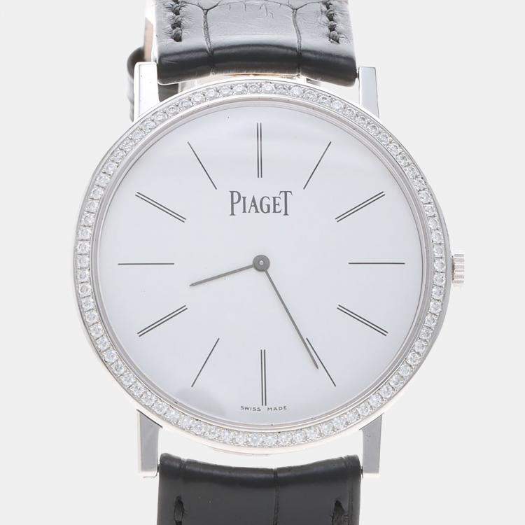 Pre Owned Piaget Altiplano G0A29165 Manual Winding White Diamonds 18K White Gold Men's Wristwatch 38mm