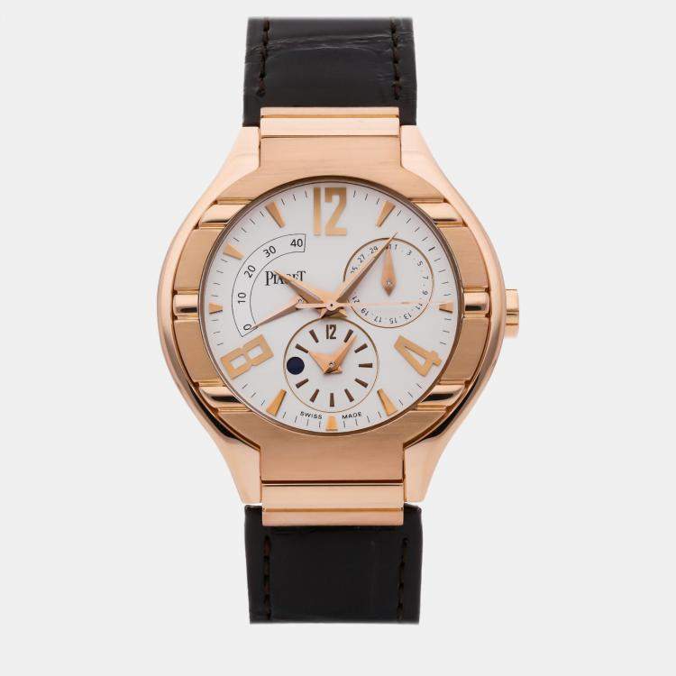 Pre Owned Piaget Polo G0A30028 Automatic Silver 18k Rose Gold Men’s Wristwatch 40mm