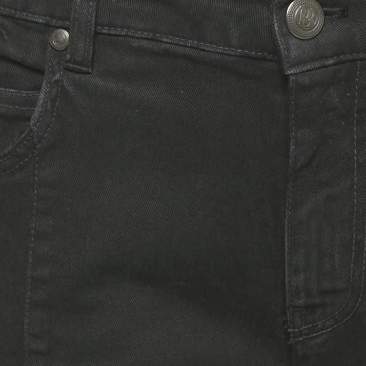 Pre Owned Pierre Balmain Black Washed Denim Panel Detail Jeans M Waist 33"