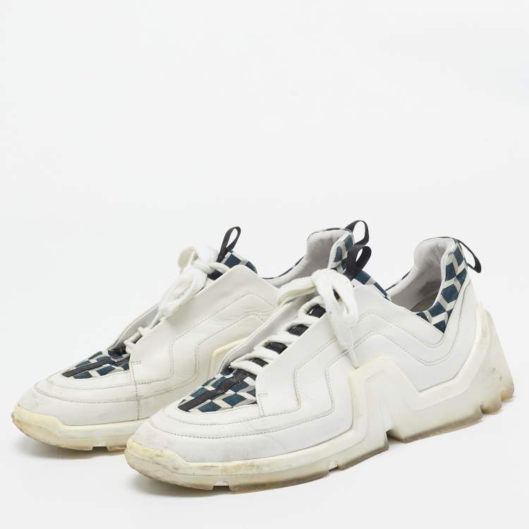 Pre Owned Pierre Hardy Black/White Leather and Canvas Vibe  Sneakers Size 43