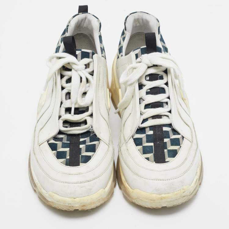 Pre Owned Pierre Hardy Black/White Leather and Canvas Vibe  Sneakers Size 43