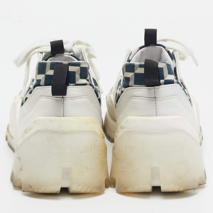 Pre Owned Pierre Hardy Black/White Leather and Canvas Vibe  Sneakers Size 43