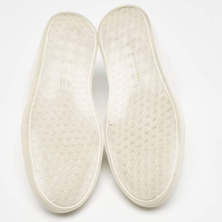 Pre Owned PIERRE HARDY White Leather Lace Up Sneakers Size 43