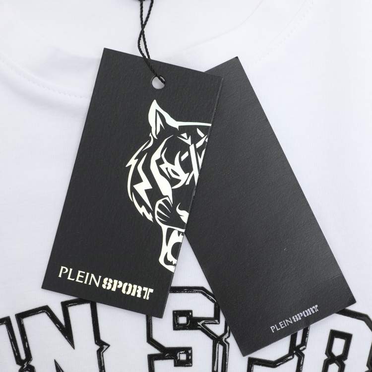 Pre Owned Plein Sport White Jersey Tiger Print T-Shirt L