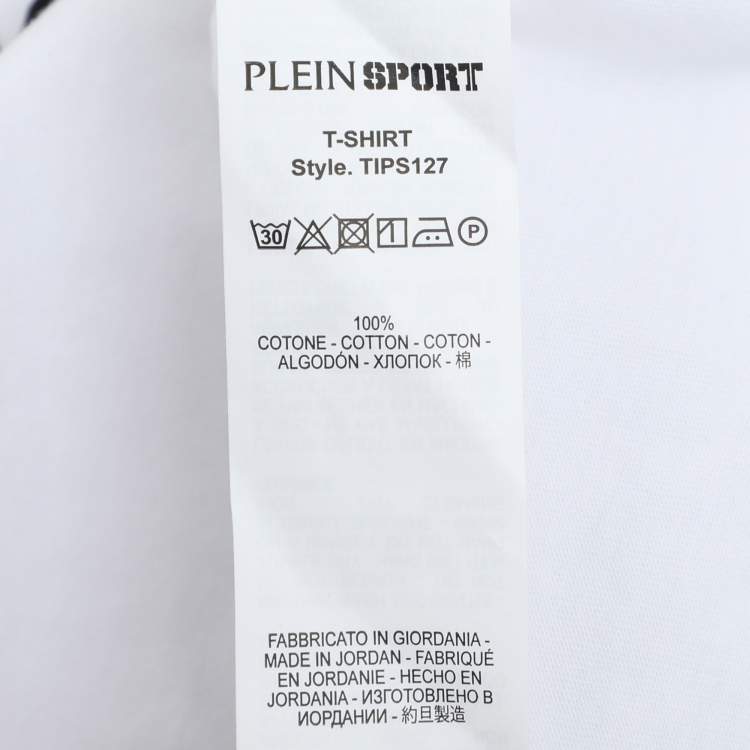 Pre Owned Plein Sport White Jersey Tiger Print T-Shirt L