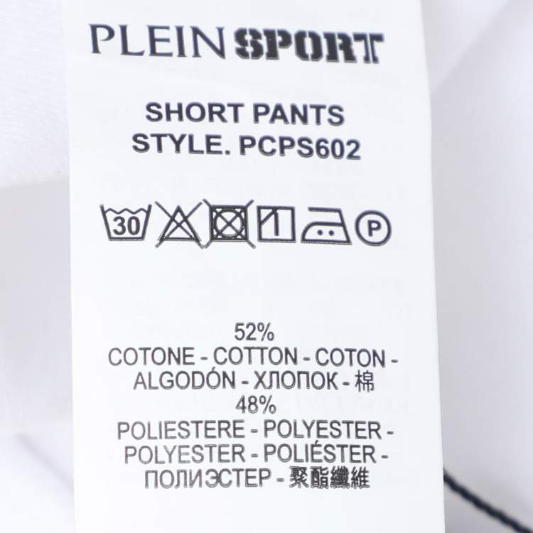 Pre Owned Plein Sport White Jersey Logo Printed Short M