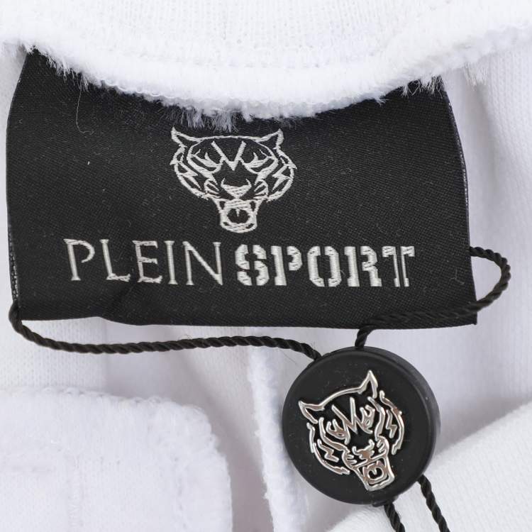Pre Owned Plein Sport White Jersey Logo Printed Short M