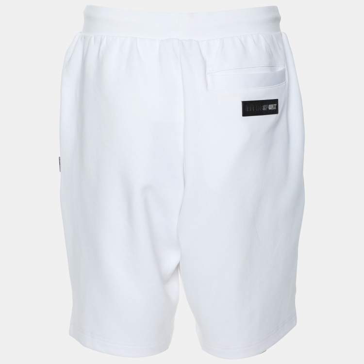 Pre Owned Plein Sport White Jersey Logo Printed Short M
