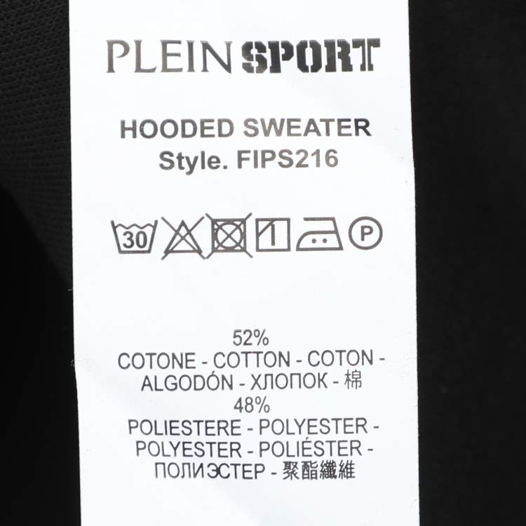 Pre Owned Plein Sport Black/Gold Jersey Logo Print Hooded Sweatshirt M