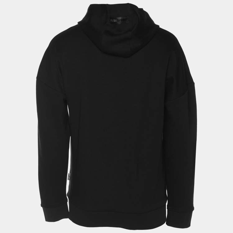 Pre Owned Plein Sport Black/Gold Jersey Logo Print Hooded Sweatshirt M