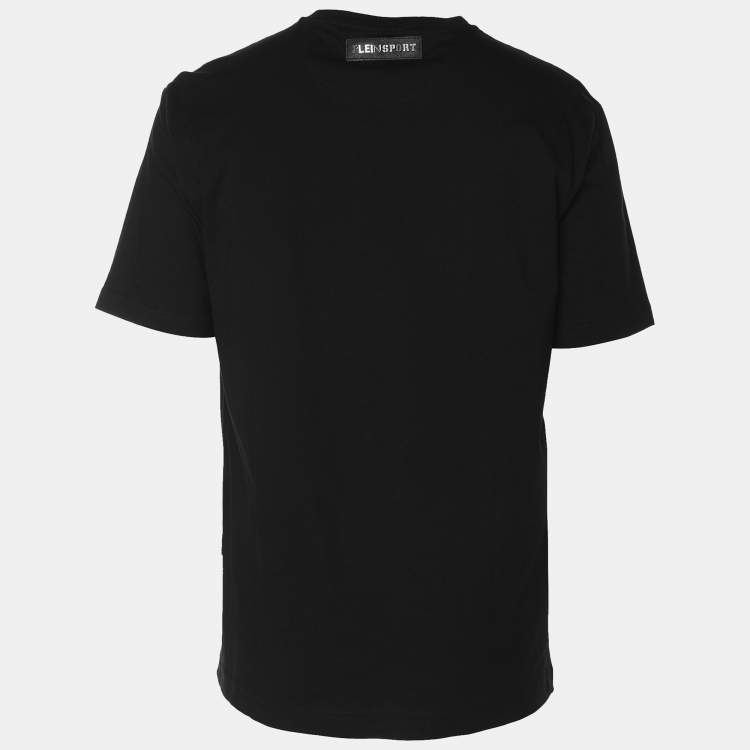 Pre Owned Plein Sport Black Jersey Logo Print T-Shirt L