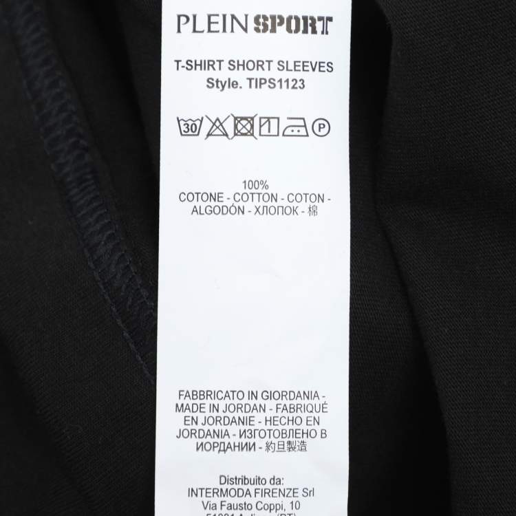 Pre Owned Plein Sport Black Jersey Logo Print T-Shirt L