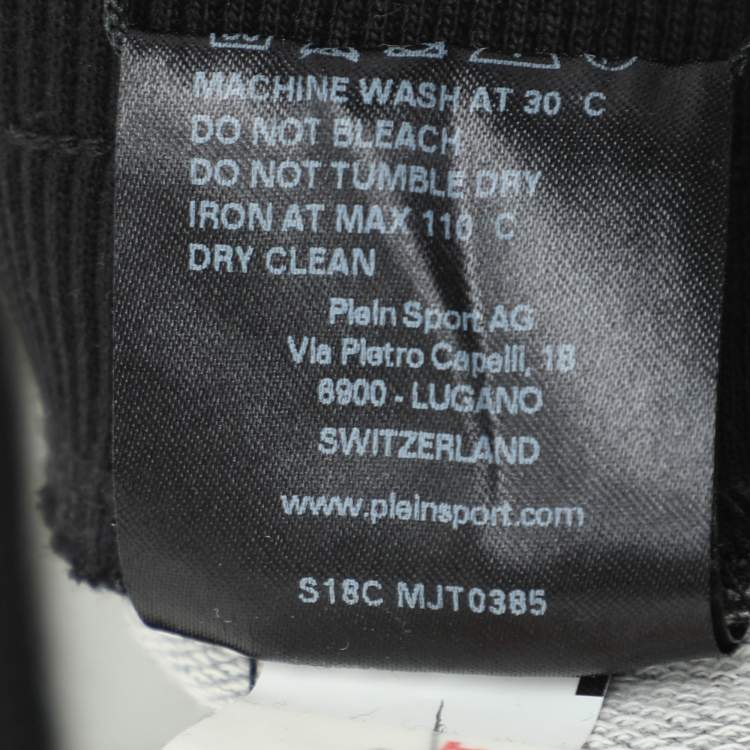 Pre Owned Plein Sport Grey/Black Jersey Logo Print Joggers XL