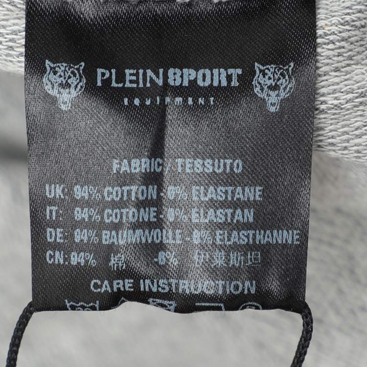 Pre Owned Plein Sport Grey/Black Jersey Logo Print Joggers XL