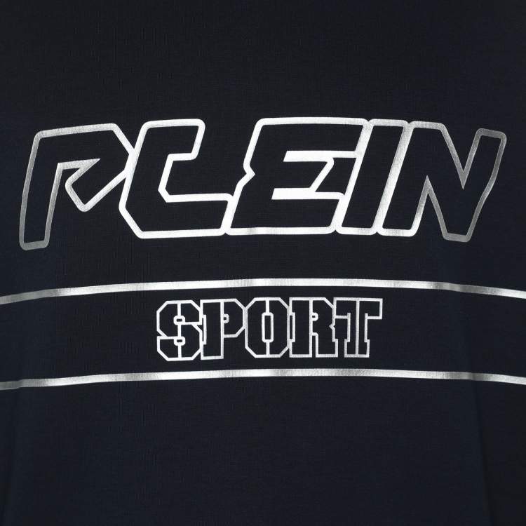 Pre Owned Plein Sport Navy Blue Jersey Logo Sweatshirt XL