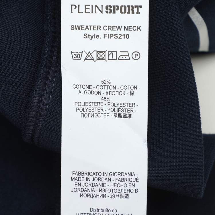 Pre Owned Plein Sport Navy Blue Jersey Logo Sweatshirt XL