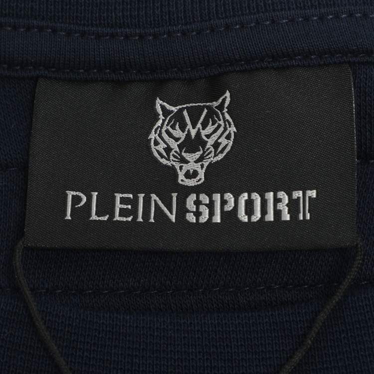 Pre Owned Plein Sport Navy Blue Jersey Logo Sweatshirt XL