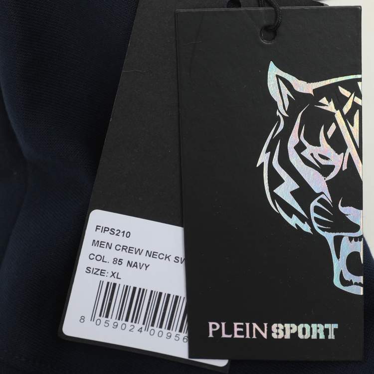 Pre Owned Plein Sport Navy Blue Jersey Logo Sweatshirt XL