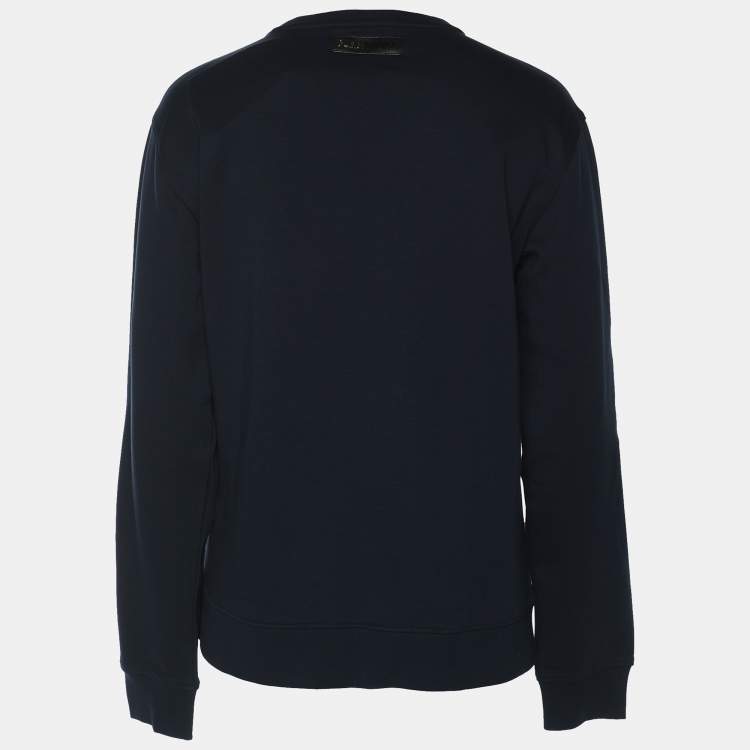 Pre Owned Plein Sport Navy Blue Jersey Logo Sweatshirt XL