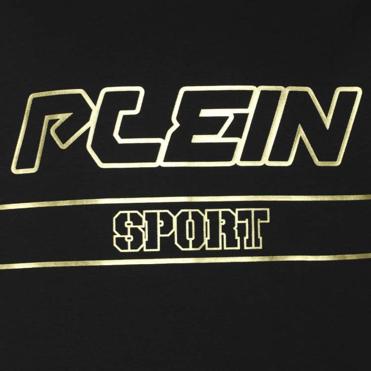 Pre Owned Plein Sport Black Jersey Logo Print Crew Neck Sweatshirt L