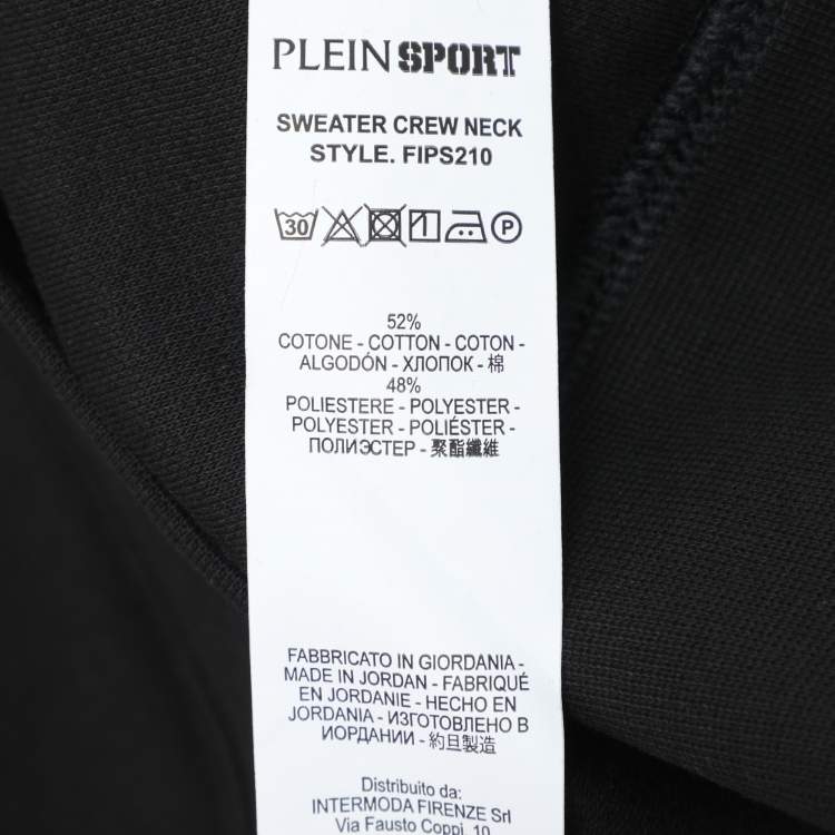 Pre Owned Plein Sport Black Jersey Logo Print Crew Neck Sweatshirt L