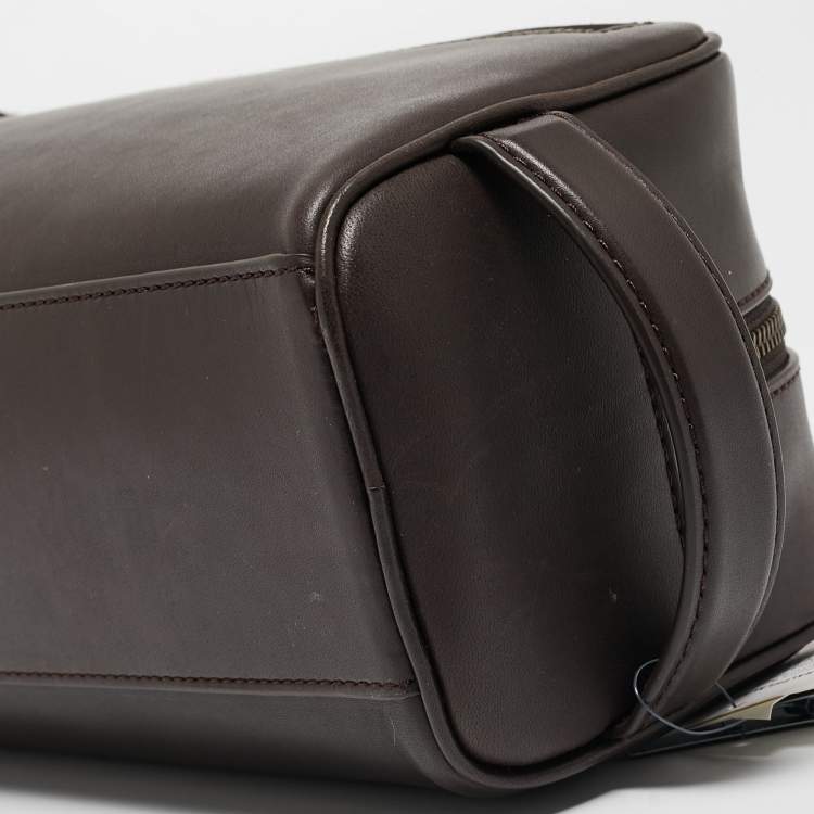 Pre Owned Polo Ralph Lauren Dark Brown Leather Toiletry Bag