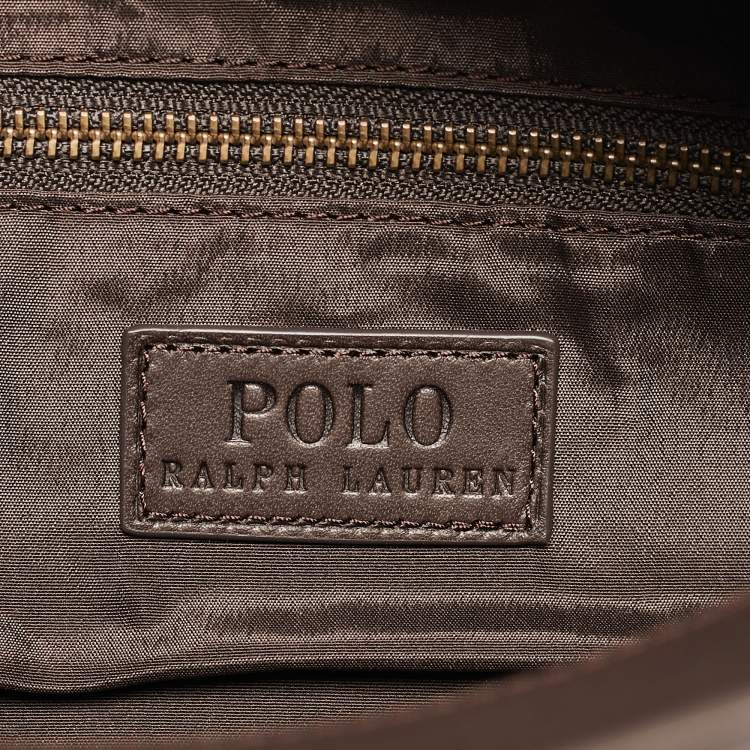 Pre Owned Polo Ralph Lauren Dark Brown Leather Toiletry Bag