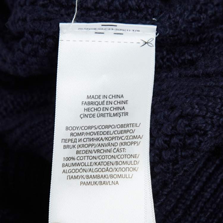 Pre Owned Polo Ralph Lauren Navy Blue Cable Knit Sweater L