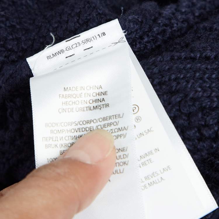 Pre Owned Polo Ralph Lauren Navy Blue Cable Knit Sweater L