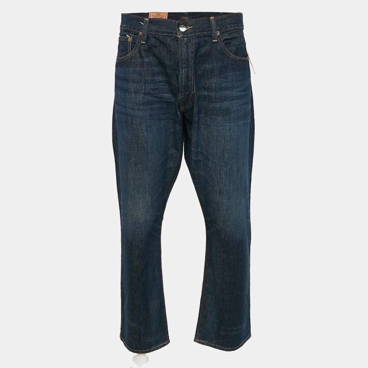 Pre Owned Polo Ralph Lauren Blue Denim Hampton Relax Fit Straight Jeans XXL Waist 38"