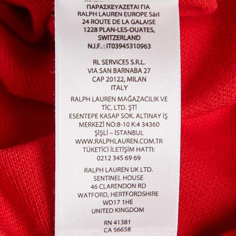 Pre Owned Polo Ralph Lauren Red Embroidered Cotton Pique Classic Fit Polo T-Shirt M