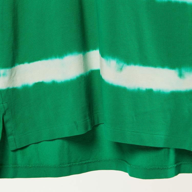 Pre Owned Polo Ralph Lauren Green Tie-Dye Cotton Custom Fit Polo T-Shirt M