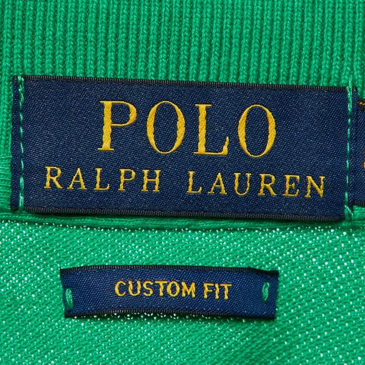 Pre Owned Polo Ralph Lauren Green Tie-Dye Cotton Custom Fit Polo T-Shirt M