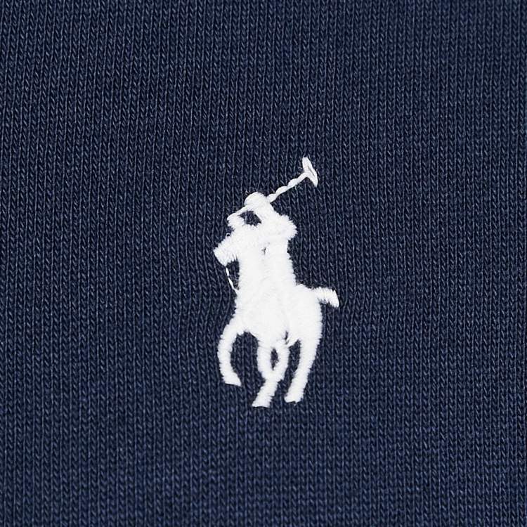 Pre Owned Polo Ralph Lauren Navy Blue Triple Pony Embroidery Cotton Knit Bomber Jacket S