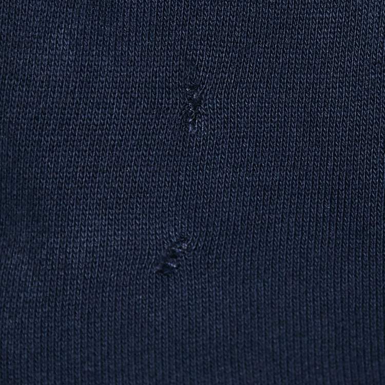 Pre Owned Polo Ralph Lauren Navy Blue Triple Pony Embroidery Cotton Knit Bomber Jacket S
