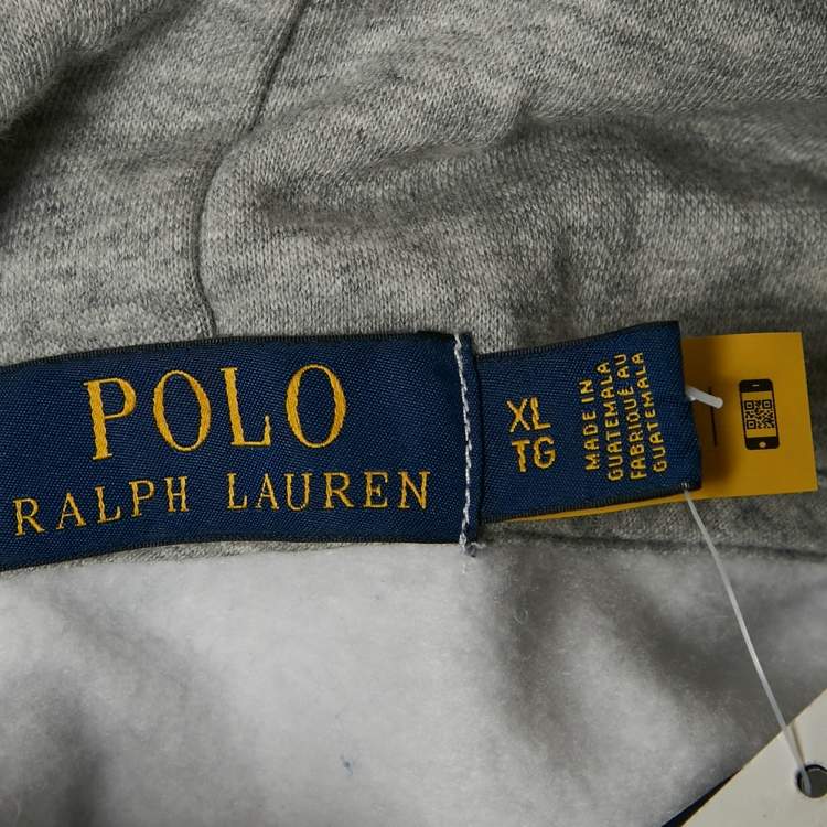 Pre Owned Polo Ralph Lauren White/Multicolor Bear Print Cotton Hoodie XL