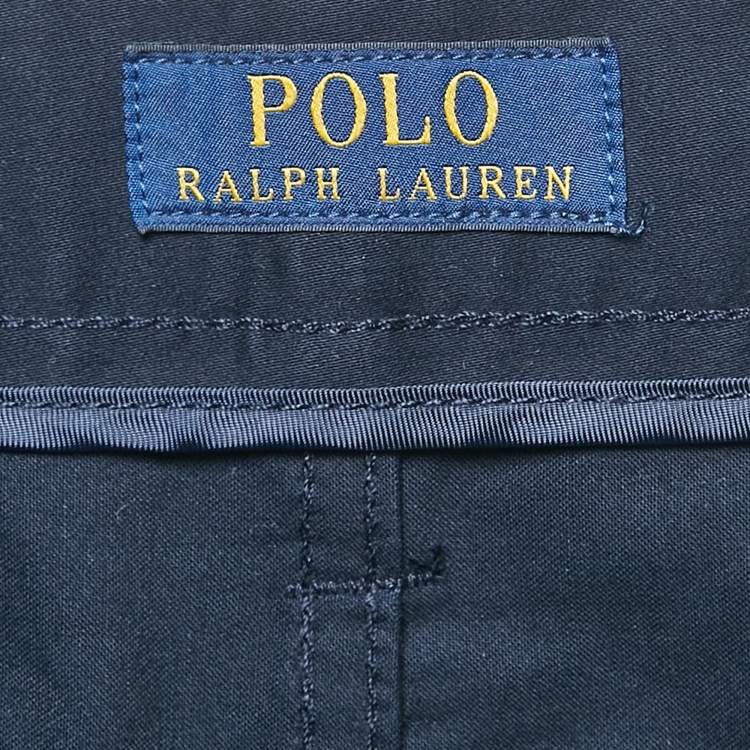 Pre Owned Polo Ralph Lauren Navy Blue Cotton Trousers L Waist 34"