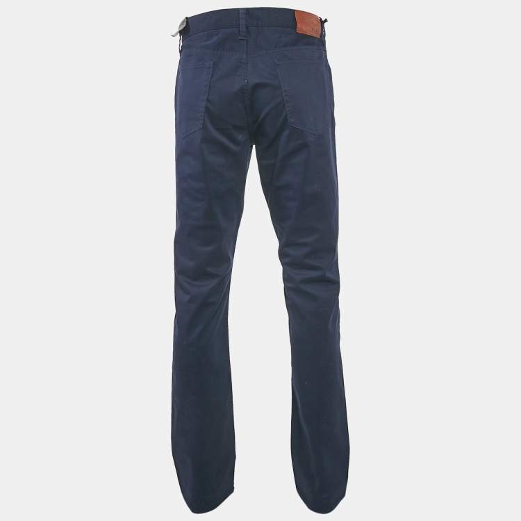Pre Owned Polo Ralph Lauren Navy Blue Cotton Trousers L Waist 34"