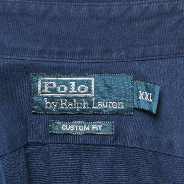 Pre Owned Polo Ralph Lauren Navy Blue Cotton Custom Fit Shirt XXL