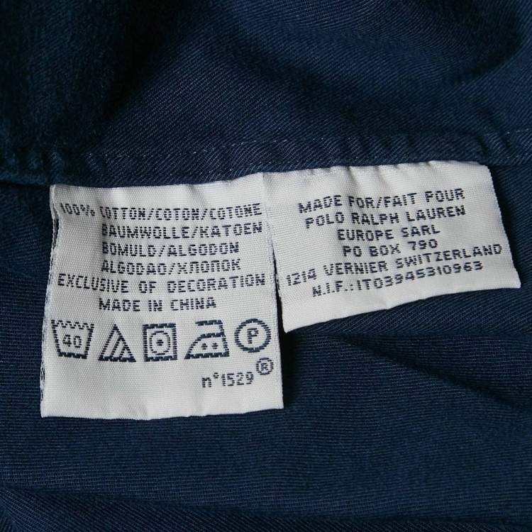Pre Owned Polo Ralph Lauren Navy Blue Cotton Custom Fit Shirt XXL