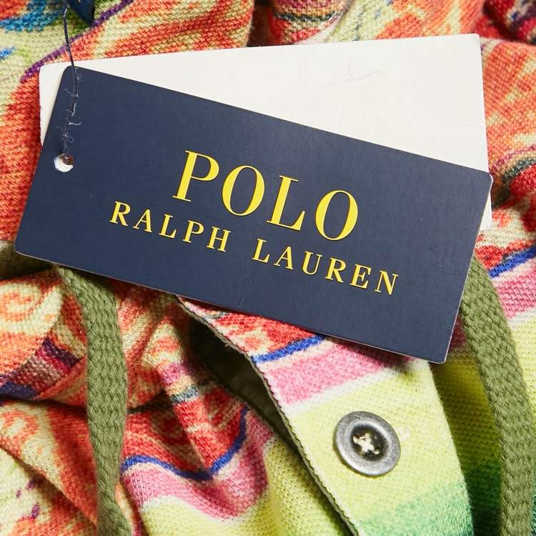 Pre Owned Polo Ralph Lauren Multicolor Serape Print Cotton Pique Popover Hoodie S