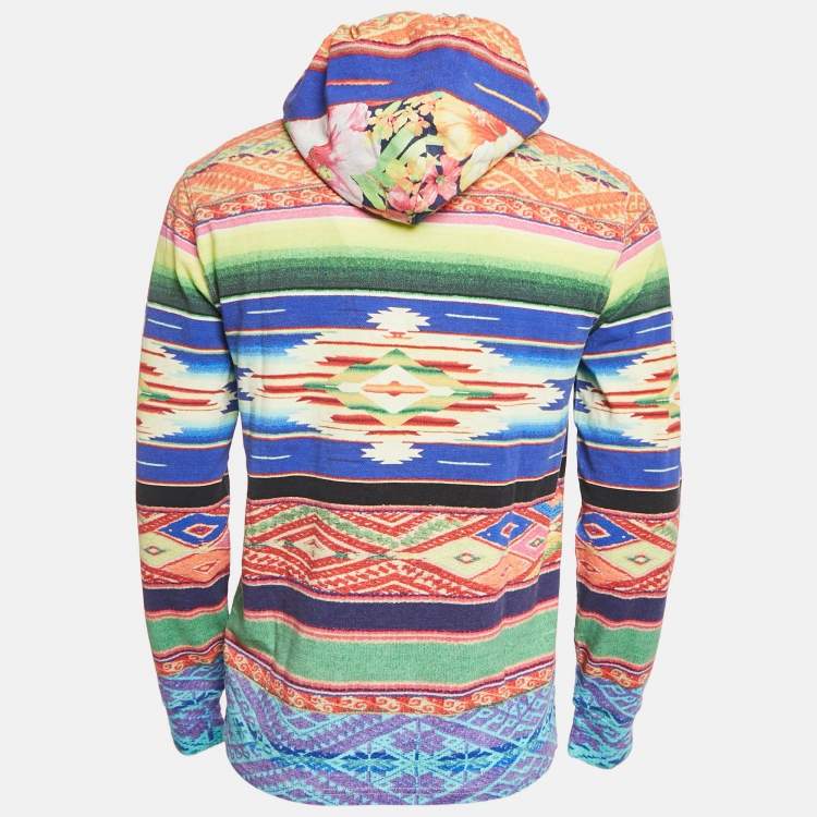 Pre Owned Polo Ralph Lauren Multicolor Serape Print Cotton Pique Popover Hoodie S