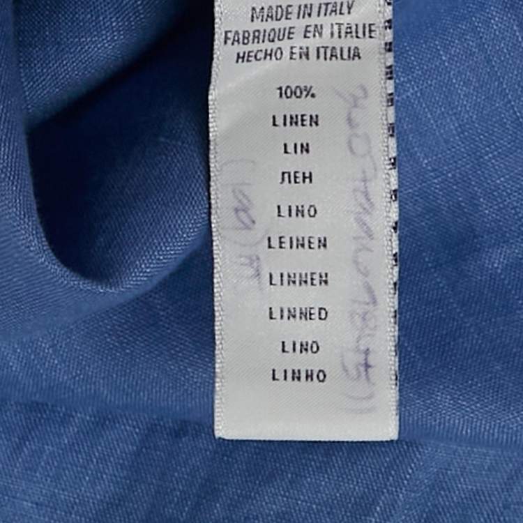 Pre Owned Polo Ralph Lauren Purple Label Blue Linen Button Shirt XXL