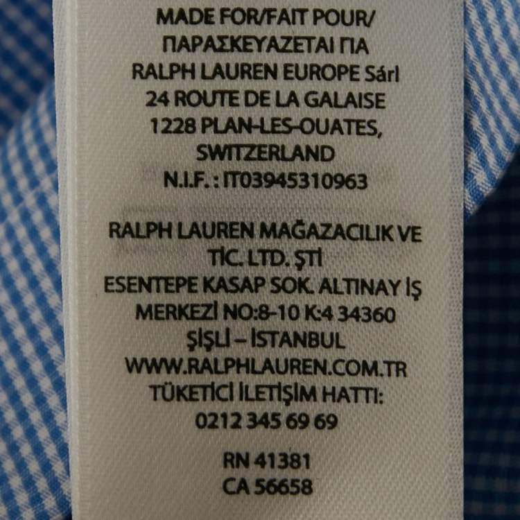 Pre Owned Polo Ralph Lauren Blue Gingham Poplin Long Sleep Set XL