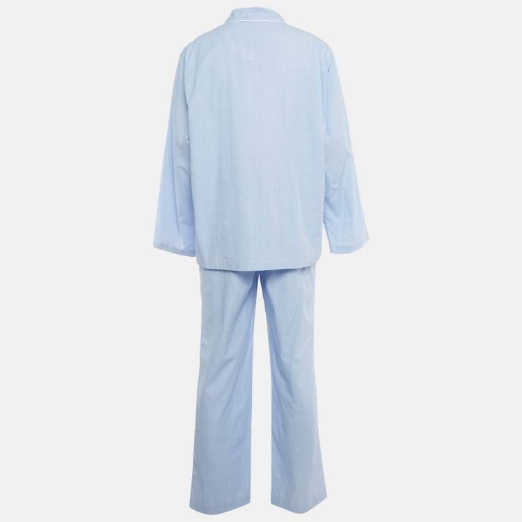 Pre Owned Polo Ralph Lauren Blue Gingham Poplin Long Sleep Set XL
