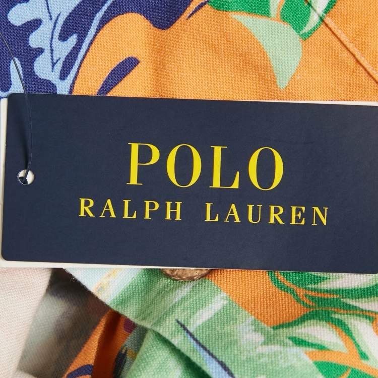 Pre Owned Polo Ralph Lauren Multicolor Clady Print Cotton Short Sleeve Shirt XL