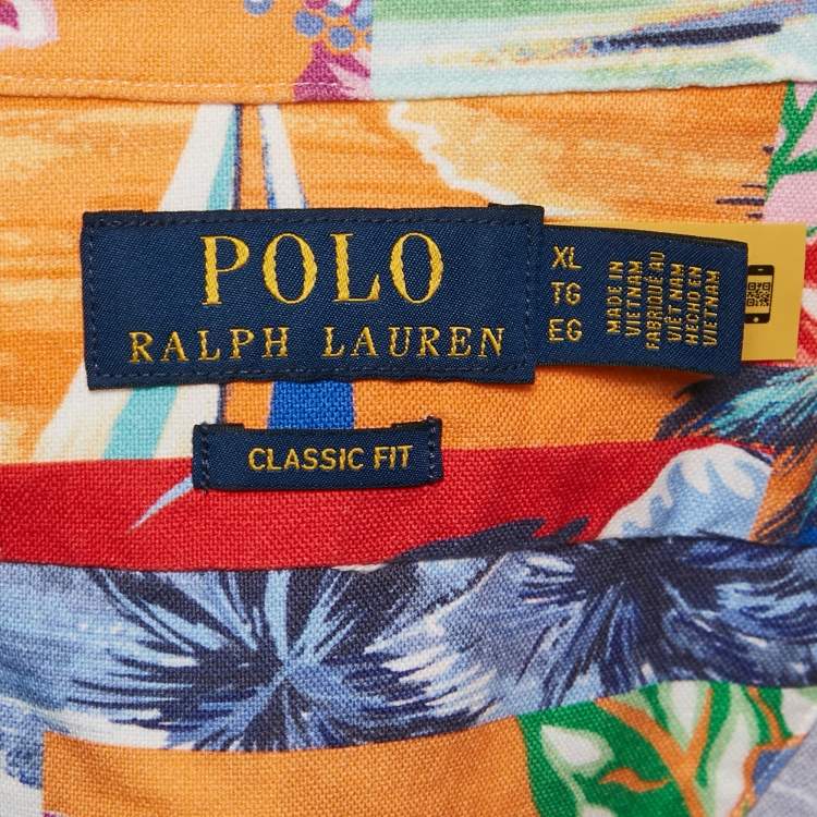 Pre Owned Polo Ralph Lauren Multicolor Clady Print Cotton Short Sleeve Shirt XL