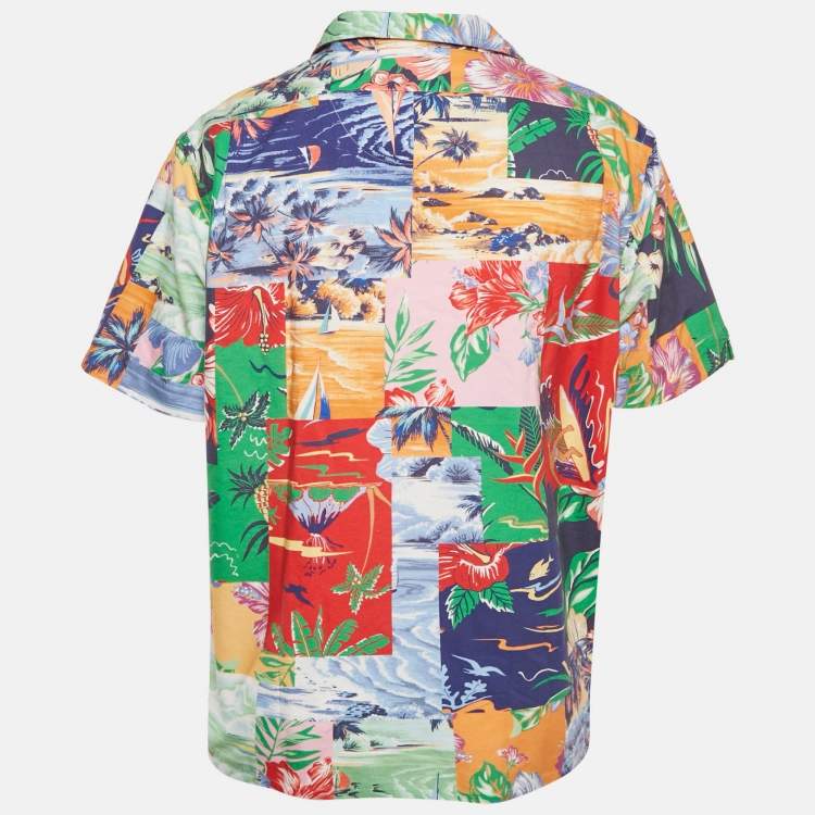 Pre Owned Polo Ralph Lauren Multicolor Clady Print Cotton Short Sleeve Shirt XL