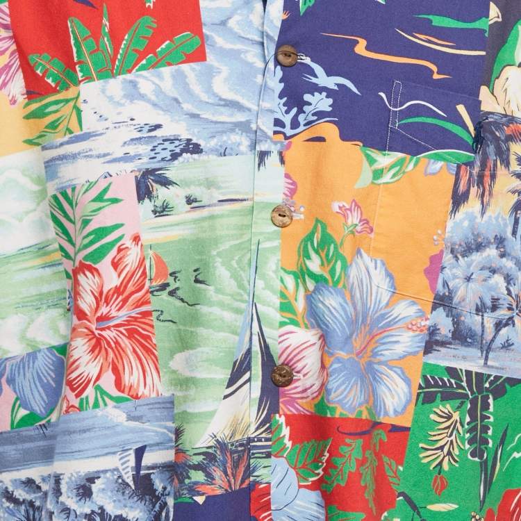 Pre Owned Polo Ralph Lauren Multicolor Clady Print Cotton Short Sleeve Shirt XL